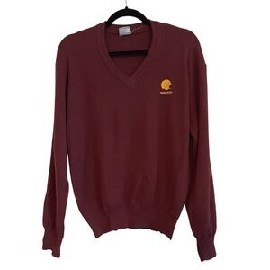 Vtg Champion Minnesota Gophers Maroon V-Neck‎ Pullover Sweater Men's Lg Football